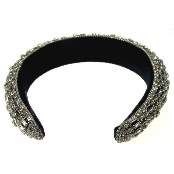 Natalie Mills Silver Padded Headband Bling Gems Rhinestones Fashion Handmade main image 2